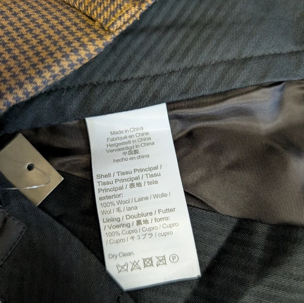 J.Crew Ludlow Slim Suit Pants Brown Houndstooth 35x32 NWT